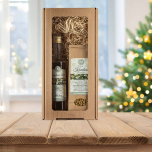 Naravni darilni komplet Kamilica z zeliščnim čajem in sirupom. Ročno izdelano darilo iz Slovenije za različne priložnosti.