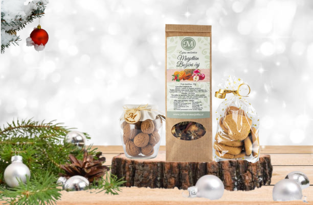 Domači božični čaj medenjaki in orehovi keksi v kozarcu darilni izdelki