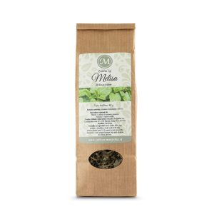 Melisa čaj iz 100 % posušenih listov melise (Melissa officinalis). Ročno pridelan v Sloveniji, brez dodatkov, z nežno limonasto aromo.